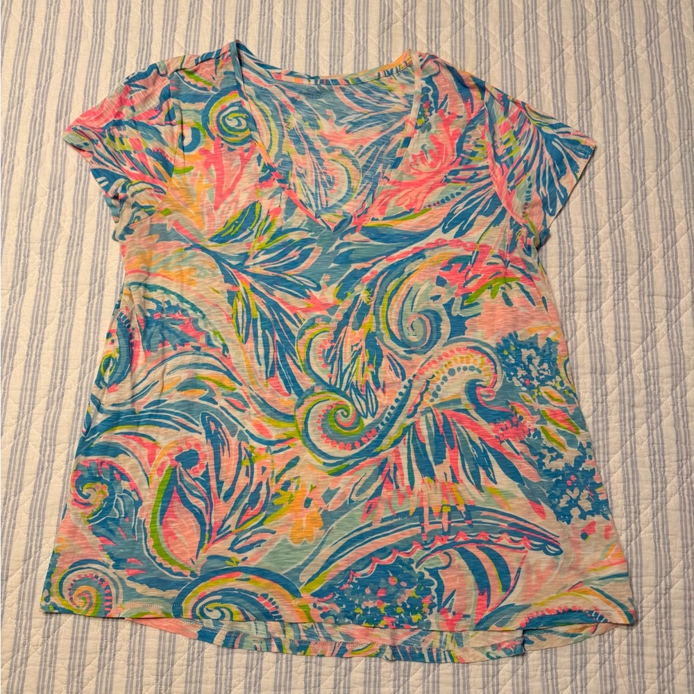 Lilly Pulitzer Multicolor Paisley Short Sleeve Top
